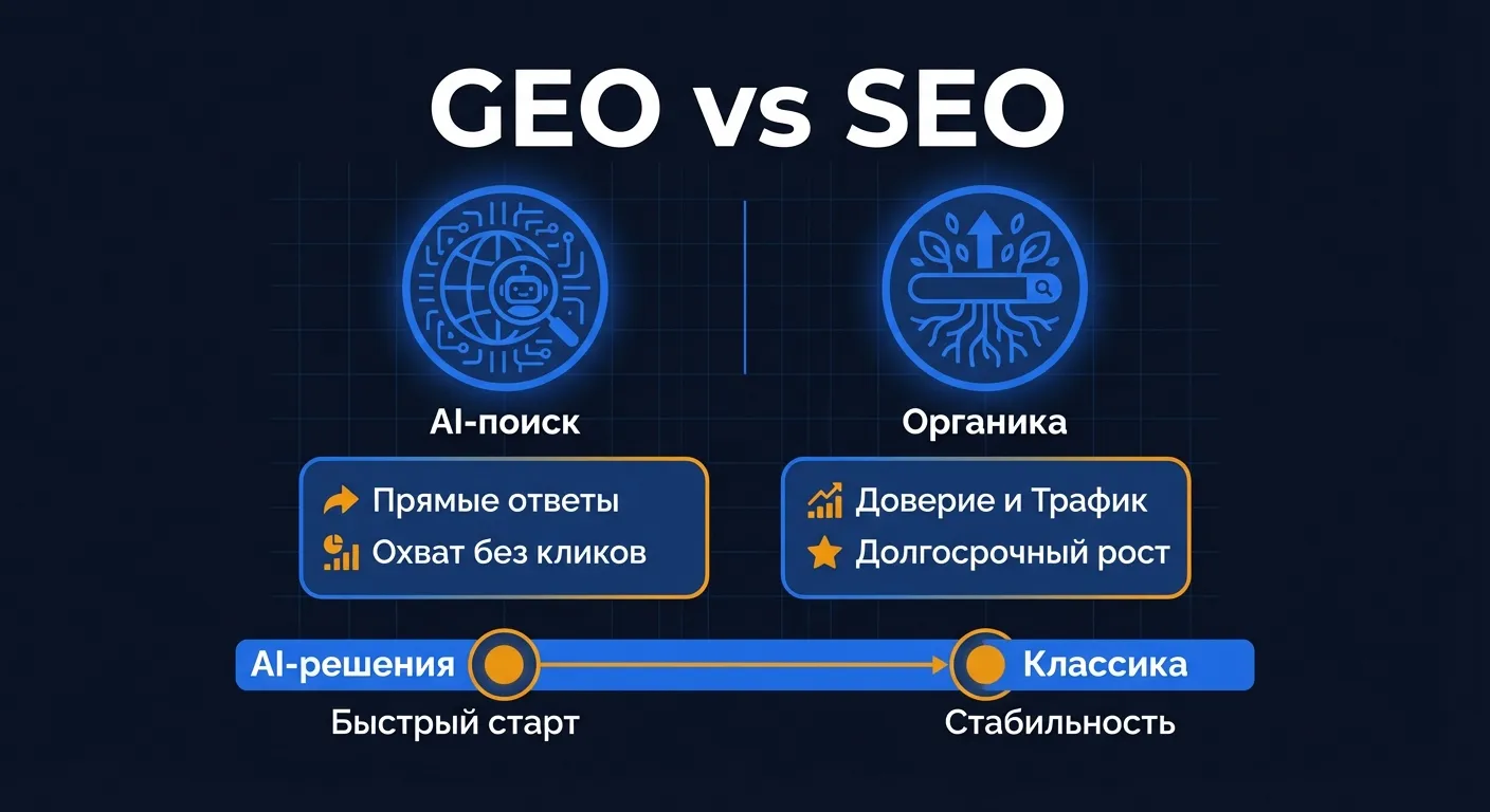 GEO vs SEO: в чем разница и что выбрать в 2026 году