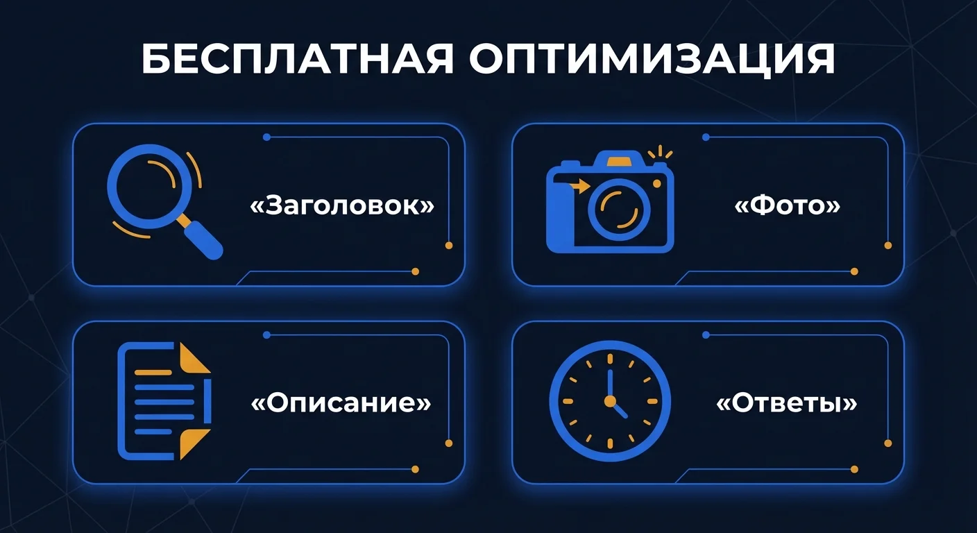 Инфографика: бесплатные способы оптимизации объявления на Авито - заголовок, фото, описание, ответы