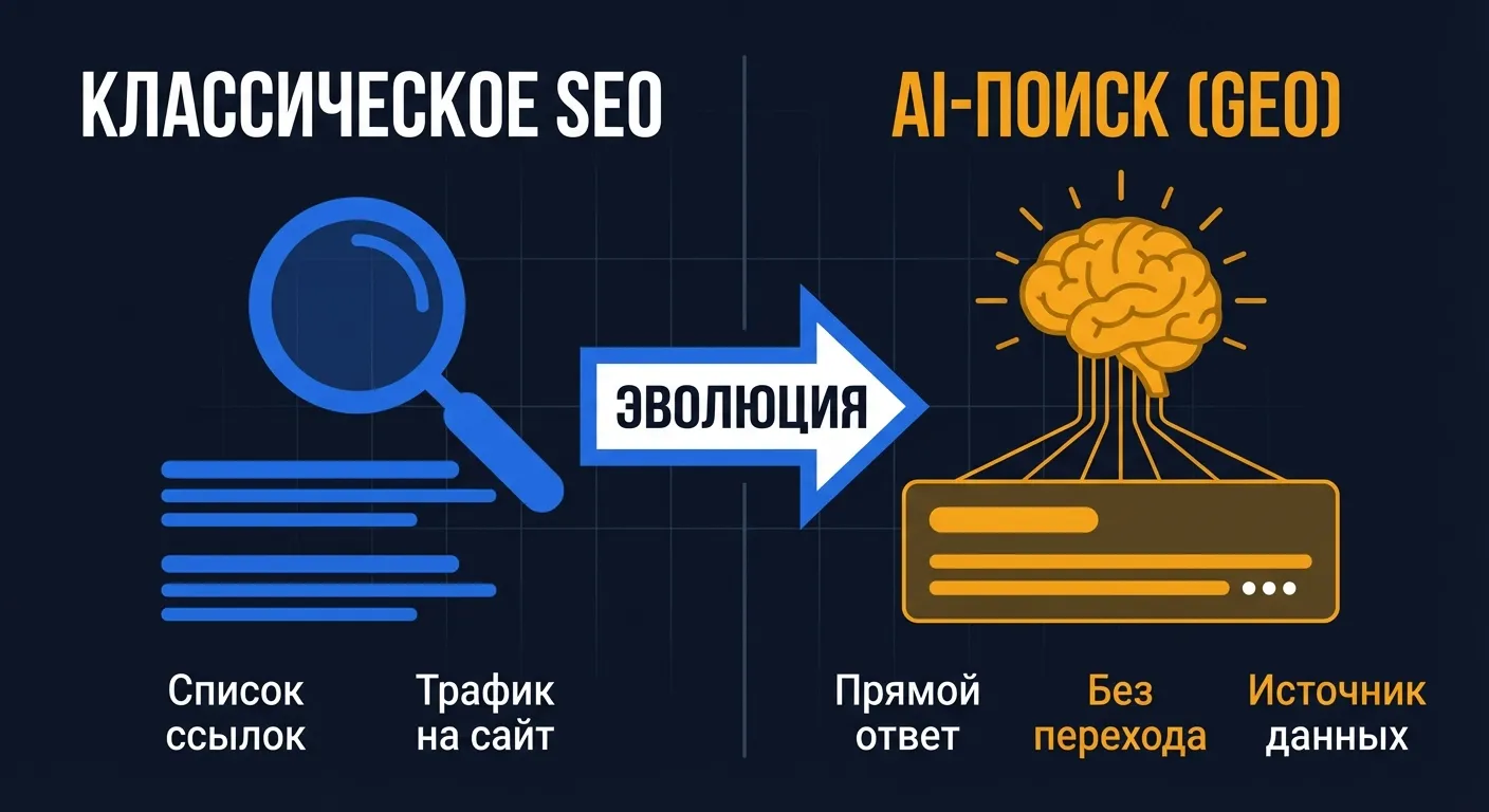 Сравнение: классическое SEO-продвижение и GEO-оптимизация для AI-поисковиков - эволюция подхода к выдаче